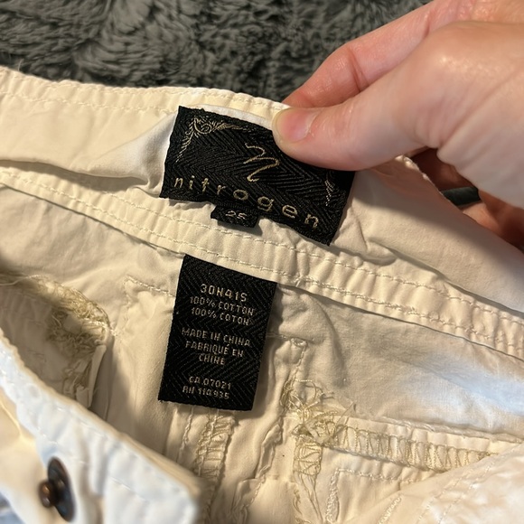 Ivory color, capris style cargo shorts. - Picture 3 of 5